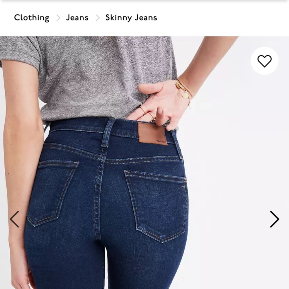 NWOT. Madewell 10” high denim skinny jeans